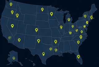Map showing Law Growth 360 serving law firms across the United States